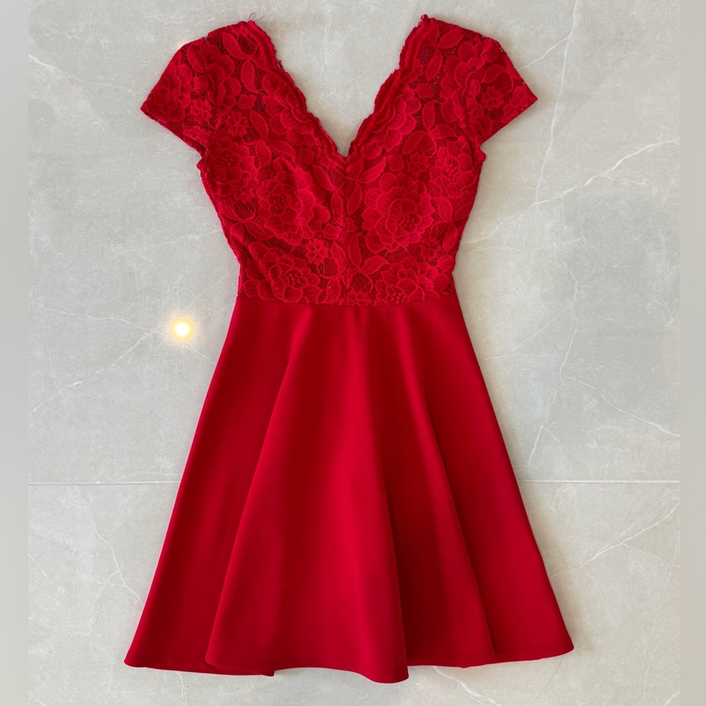 B. Darlin Red Lace Mini Dress